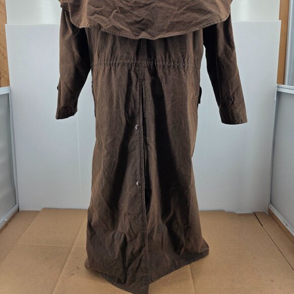 Outback Trading Co Bush Trader Duster Coat Mens Brown Waxed Oilskin Western Sz S - Picture 10 of 16